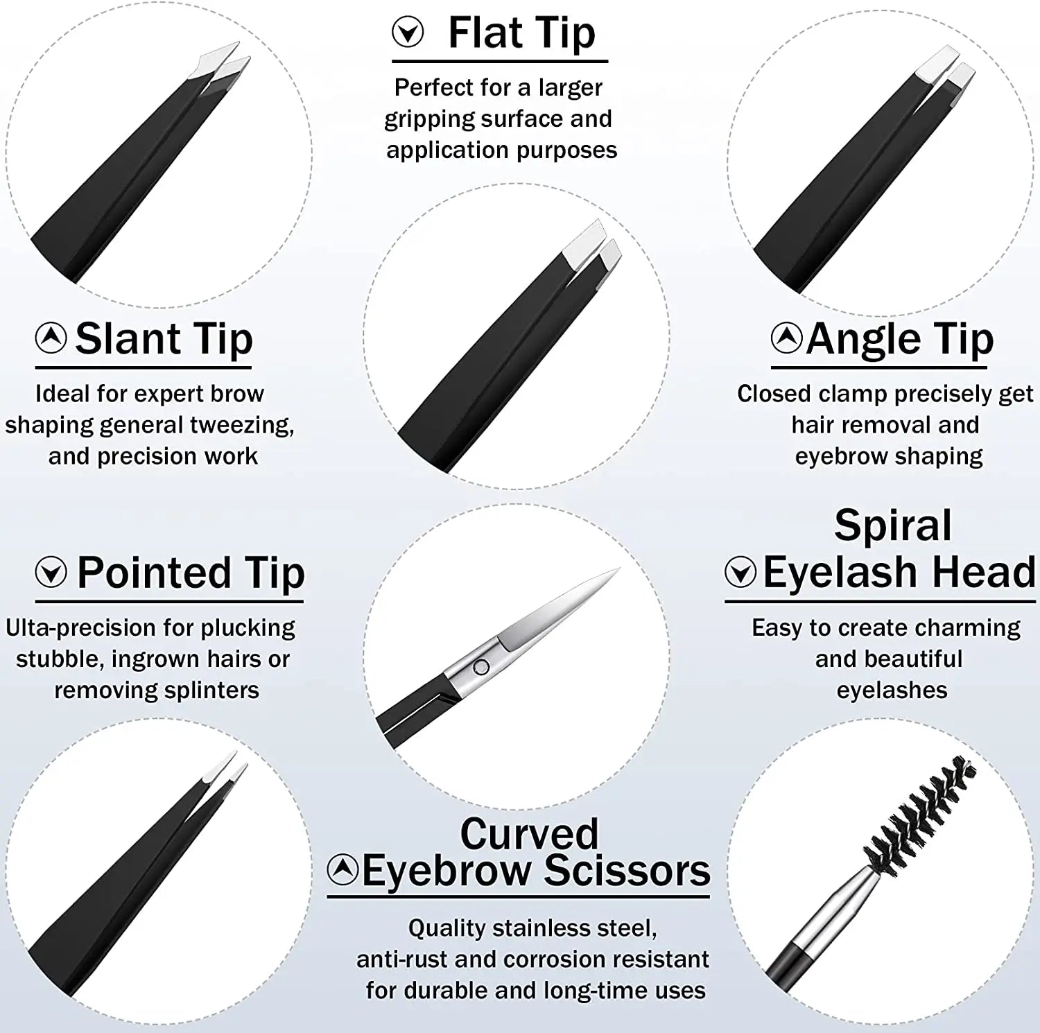 6-Pcs Eyebrow Tweezers Set